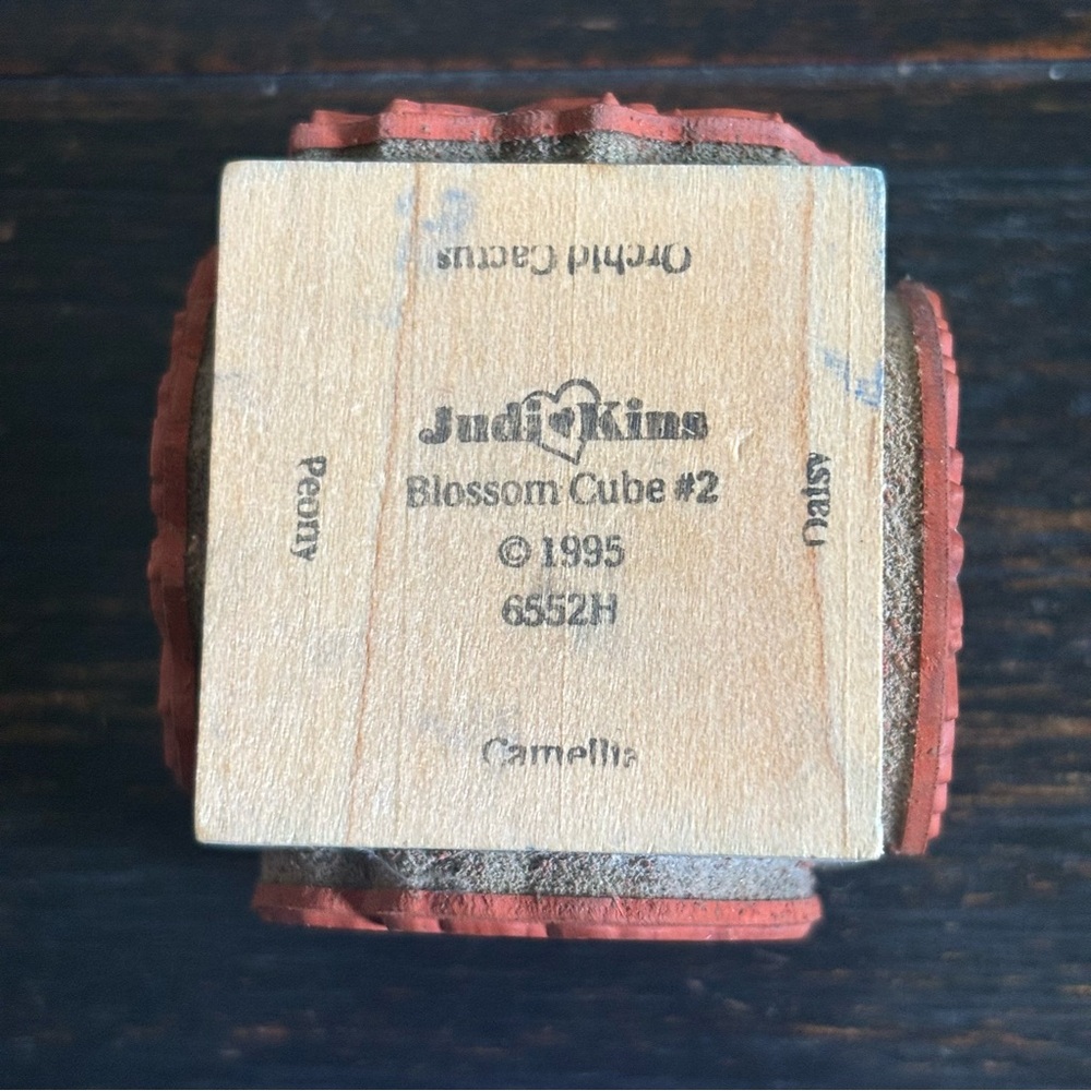 JudiKins Blossom Cube #2 Vintage 1995 Rubber Stamp Daisy Camellia Peony Orchid